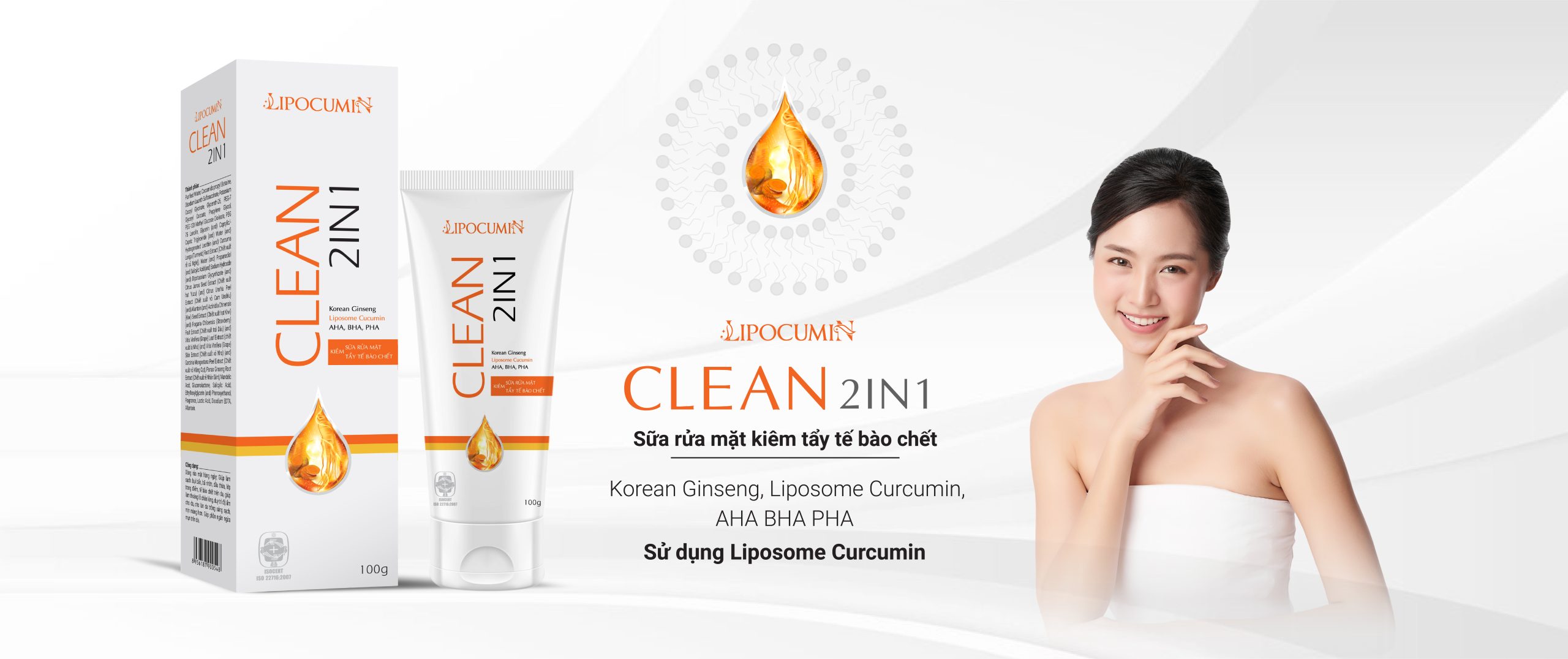 LIPOCUMIN Clean 2in1 là sản phẩm sữa rửa mặt kiêm tẩy da chết được cơ quan chức năng của Bộ Y Tế chứng nhận KHÔNG GÂY KÍCH ỨNG DA