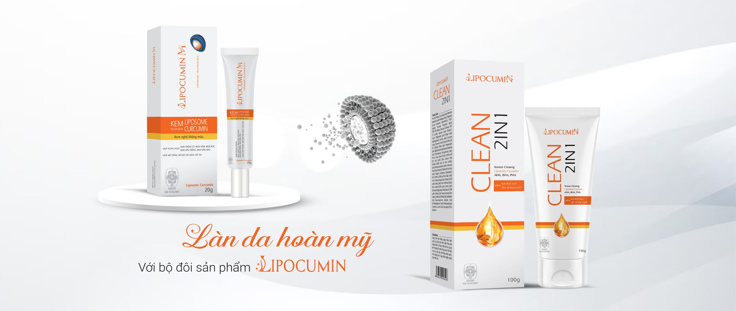 Kết hợp bộ đôi Sữa rửa mặt kiêm Tẩy tế bào chết LIPOCUMIN Clean 2in1 và Kem nghệ không màu LIPOCUMIN đồng bộ vào trong chu trình chăm sóc da mụn hàng ngày, việc điều trị mụn trở nên dễ dàng, hiệu quả hơn bao giờ hết